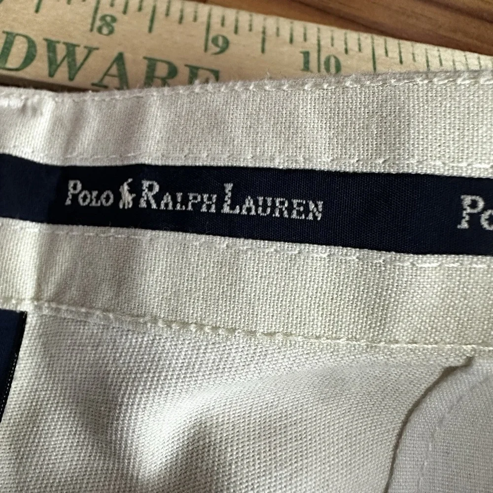 Vintage Polo Ralph Lauren Andrew Pants Mens 32x30 Ivory Khaki Double-Pleated
